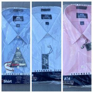 Lot of 3 NEW in Bag Stafford Wrinkle Free Dress Shirt Mens Size 18.5 35/36